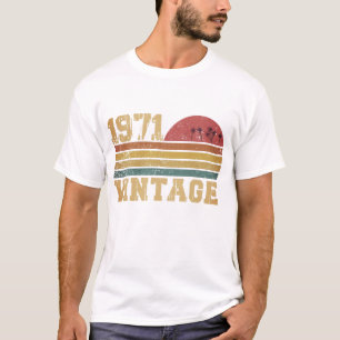 Retro Vintage Zonsondergang 1971 Verjaardag T-shirt