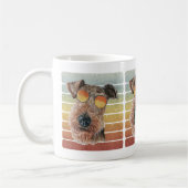 Retro Vintage Zonsondergang Airedale Terrier Moede Koffiemok (Links)