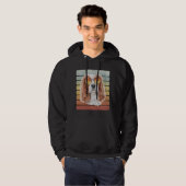 Retro Vintage Zonsondergang Cavalier King Moeder V Hoodie (Voorkant volledig)