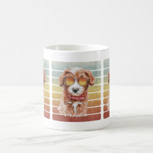 Retro Vintage Zonsondergang Cavoodle Moeder Vader Koffiemok