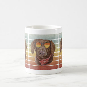 Retro Vintage Zonsondergang Chocolade Dachshund Mo Koffiemok