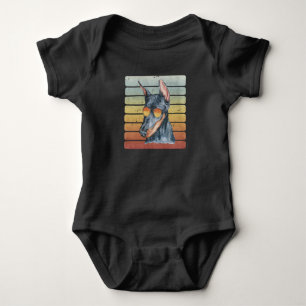 Retro Vintage Zonsondergang Dobermann Moeder Vader Romper