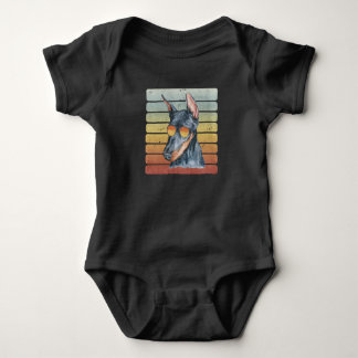 Retro Vintage Zonsondergang Dobermann Moeder Vader Romper