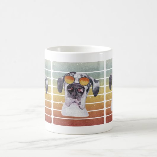 Retro Vintage Zonsondergang Dog Great Dane Mama Pa Koffiemok (Center)