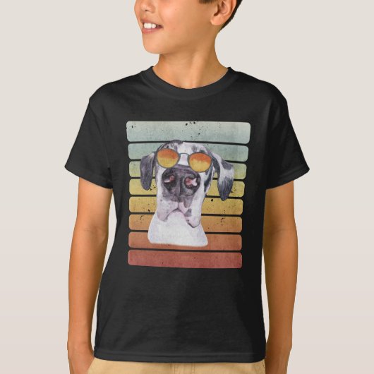 Retro Vintage Zonsondergang Dogge Moeder Vader T-shirt (Voorkant)