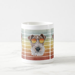 Retro Vintage Zonsondergang Draad Fox Terrier Moed Koffiemok