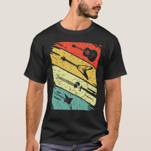 Retro Vintage Zonsondergang Elektrische Gitaar Kla T-shirt