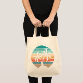 Retro Vintage Zonsondergang en Palmbomen Tote Bag (Voorkant (product))