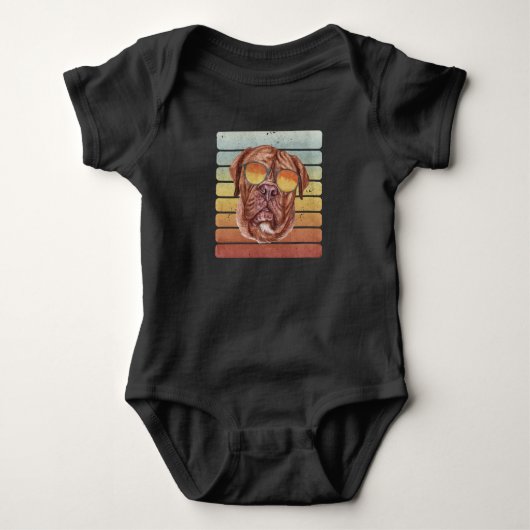 Retro Vintage Zonsondergang Franse Mastiff Moeder Romper (Voorkant)