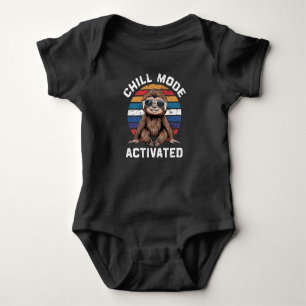 Retro Vintage Zonsondergang & Luiaard, Chill Mode Romper