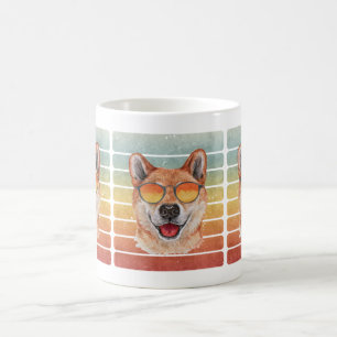 Retro Vintage Zonsondergang Shiba Inu Moeder Vader Koffiemok