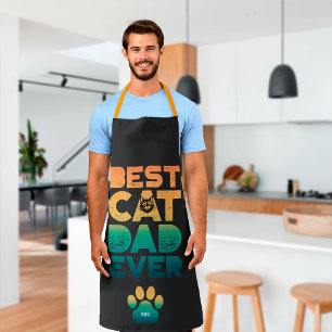Retro Vintage Zonsondergang Vaderdag Beste Kattenv Schort