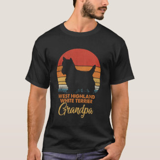 Retro Vintage Zonsondergang West Highland White Te T-shirt