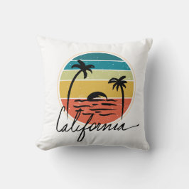 Retro Vintazge zonsondergang op Californische palm Kussen