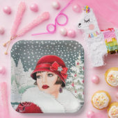 Retro vintonage dames met kerst papieren bordje (Feest)