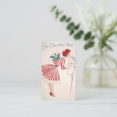 Retro vintonage kerstdame: berichtkaart visitekaartje (Staand voorkant)