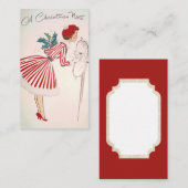 Retro vintonage kerstdame: berichtkaart visitekaartje (Voorkant / Achterkant)