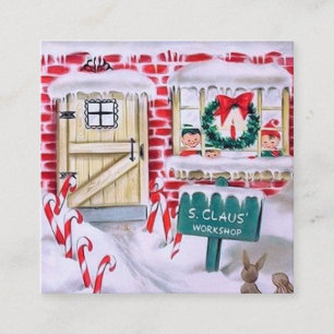 Retro vintonage kerstkerstkerstfeestwinkel vierkante visitekaartje