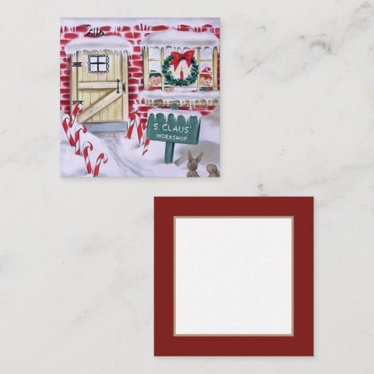 Retro vintonage kerstkerstkerstfeestwinkel vierkante visitekaartje (Voorkant / Achterkant)
