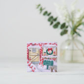 Retro vintonage kerstkerstkerstfeestwinkel vierkante visitekaartje (Staand voorkant)