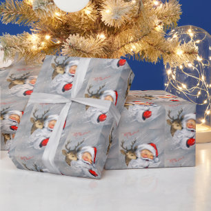 Retro vintonage kerstkerstkerstman cadeaupapier