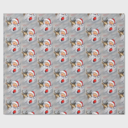 Retro vintonage kerstkerstkerstman cadeaupapier (Vlak)