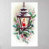 Retro vintonage kerstlampVakantiegeld poster (Voorkant)