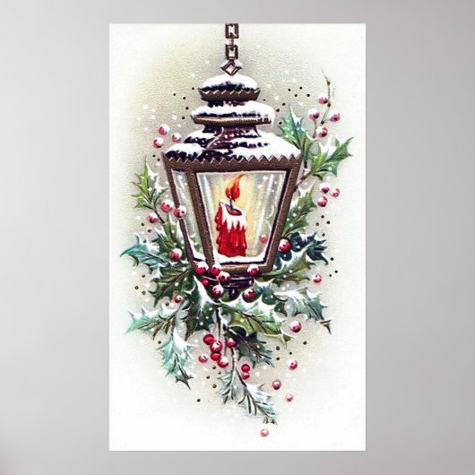 Retro vintonage kerstlampVakantiegeld poster (Voorkant)