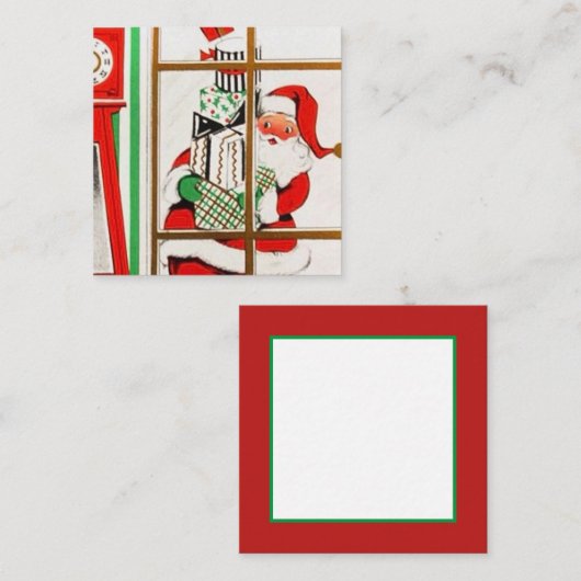 Retro vintonage Kerstman Vierkante Visitekaartje (Voorkant / Achterkant)