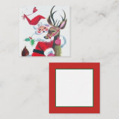 Retro vintonage Kerstman Vierkante Visitekaartje (Voorkant / Achterkant)
