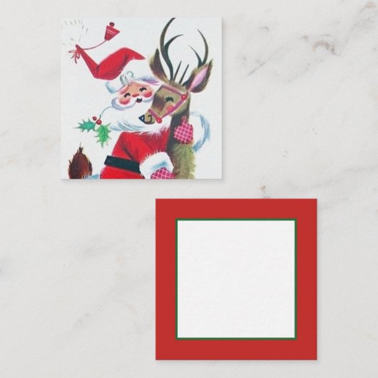 Retro vintonage Kerstman Vierkante Visitekaartje (Voorkant / Achterkant)