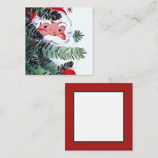 Retro vintonage Kerstman Vierkante Visitekaartje (Voorkant / Achterkant)
