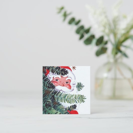Retro vintonage Kerstman Vierkante Visitekaartje (Staand voorkant)
