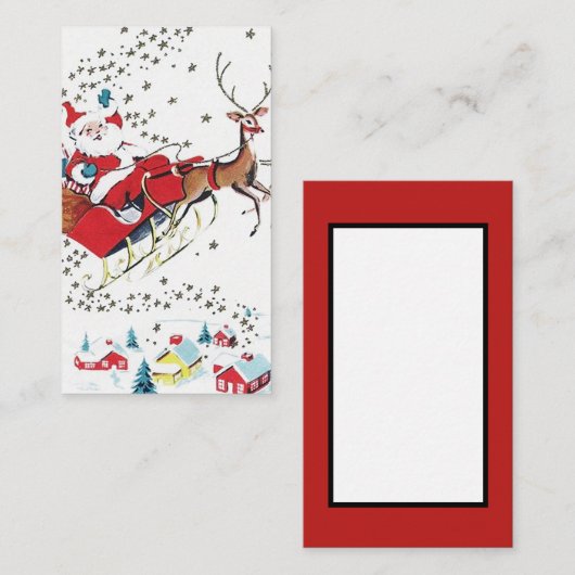 Retro vintonage Kerstmis — bericht toevoegen Visitekaartje (Voorkant / Achterkant)