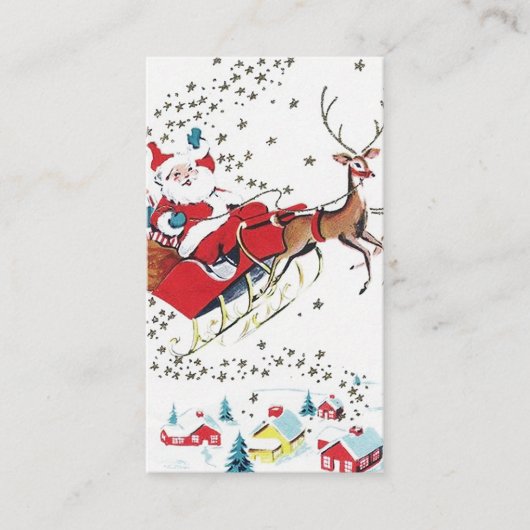 Retro vintonage Kerstmis — bericht toevoegen Visitekaartje (Voorkant)
