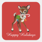 Retro vintonage met kerstreder: bericht toevoegen vierkante sticker (Voorkant)