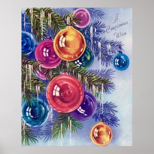 Retro vintonijn kerstbollen Holiday poster (Voorkant)