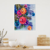 Retro vintonijn kerstbollen Holiday poster (Keuken)