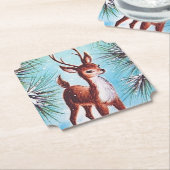 Retro vintonijnrendierrender kartonnen onderzetters (Gekanteld)