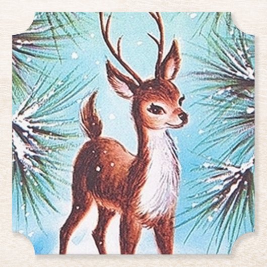 Retro vintonijnrendierrender kartonnen onderzetters (Voorkant)