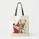 Retro vintonijnrendierritten tote bag (Voorkant)