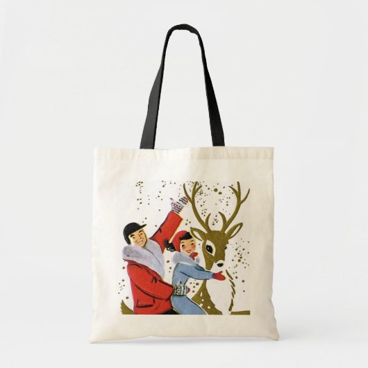 Retro vintonijnrendierritten tote bag (Voorkant)