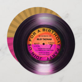 Retro Vinyl Album Disco Style Birthday Party Kaart