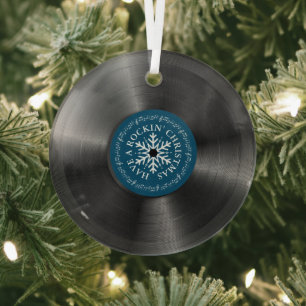 Retro Vinyl Album  Kerstmis Glas Ornament