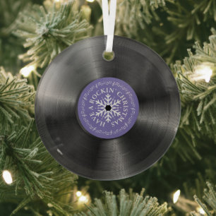 Retro Vinyl Album  Kerstmis   Glas Ornament