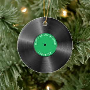 Retro Vinyl Album  Kerstmis Keramisch Ornament