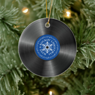 Retro Vinyl Album Kerstmis Keramisch Ornament