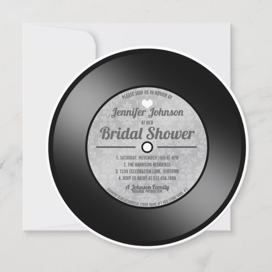 Retro Vinyl Bruids Bruiloft Feest Kaart (Voorkant)