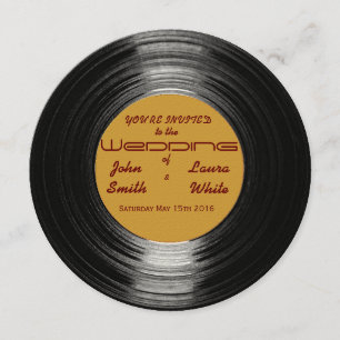 Retro Vinyl bruiloft uitnodiging