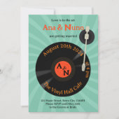 Retro Vinyl bruiloft uitnodiging (Voorkant)